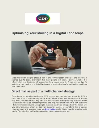 optimising your mailing in a digital landscape