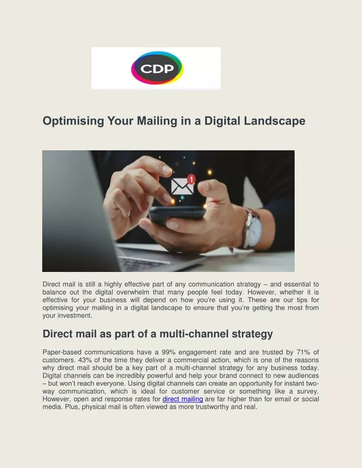 optimising your mailing in a digital landscape