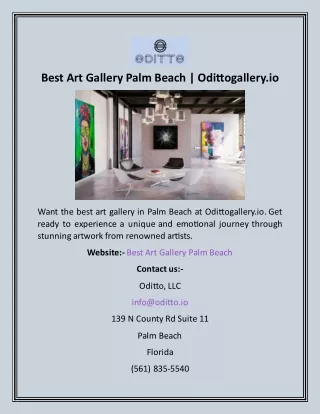 Best Art Gallery Palm Beach  Odittogallery.io