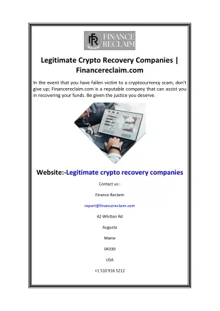 Legitimate Crypto Recovery Companies  Financereclaim.com