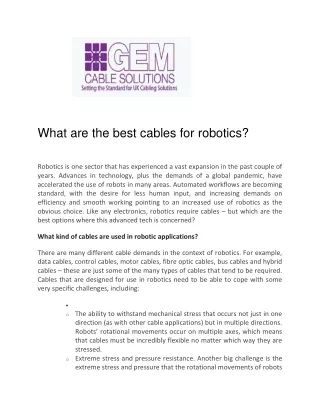 what are the best cables for robotics