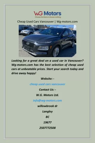 Cheap Used Cars Vancouver  Wg-motors