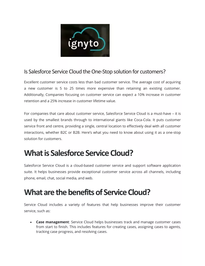 is salesforce service cloud the one stop solution