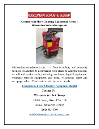 Commercial Floor Cleaning Equipment Rental  Wisconsinscrubandsweep