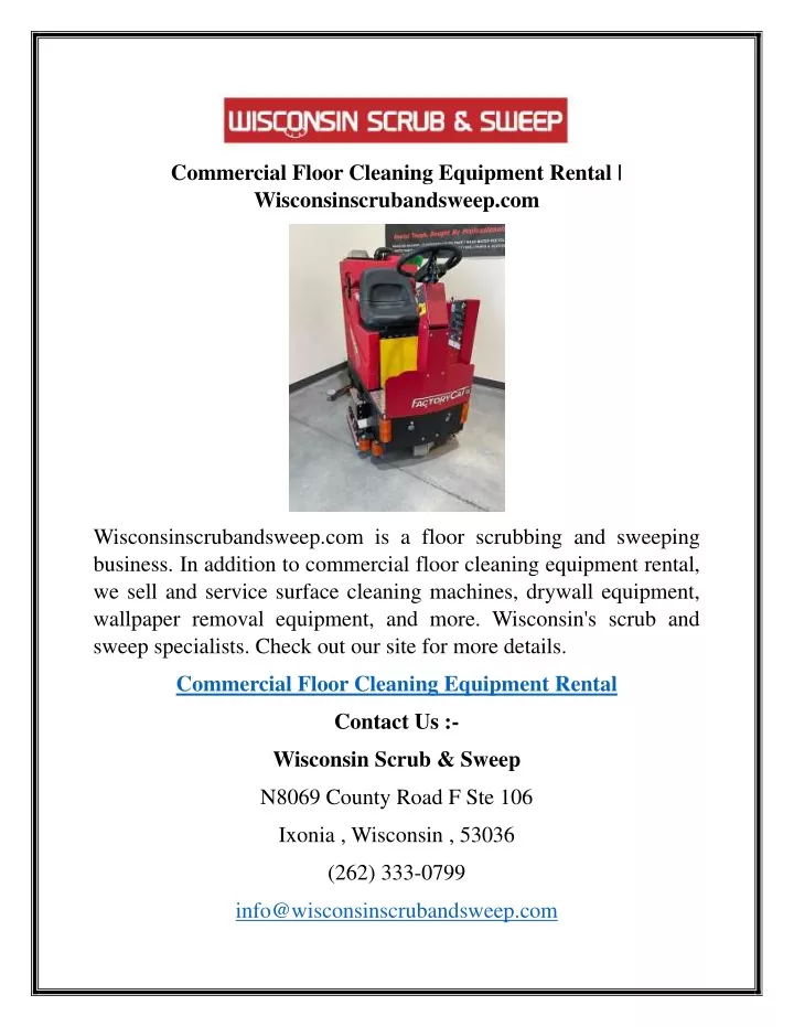 commercial floor cleaning equipment rental