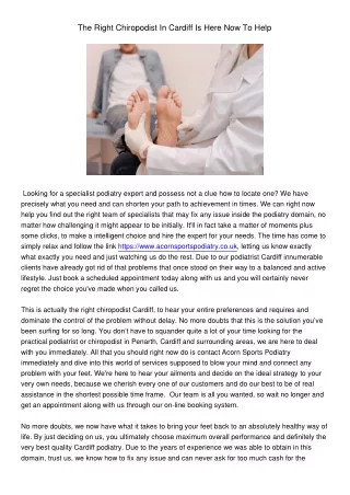 the right chiropodist in cardiff is here