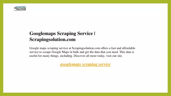 googlemaps scraping service scrapingsolution