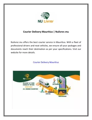 Courier Delivery Mauritius  Nulivrer.mu