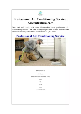 Professional Air Conditioning Service  Aircentralusa.com