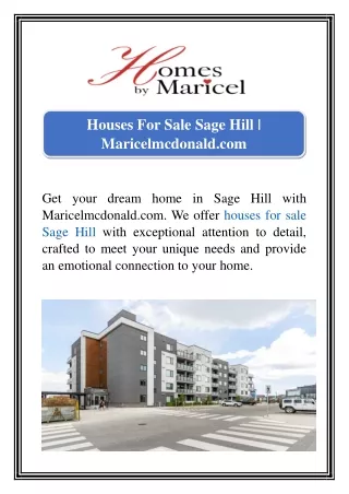 Houses For Sale Sage Hill | Maricelmcdonald.com