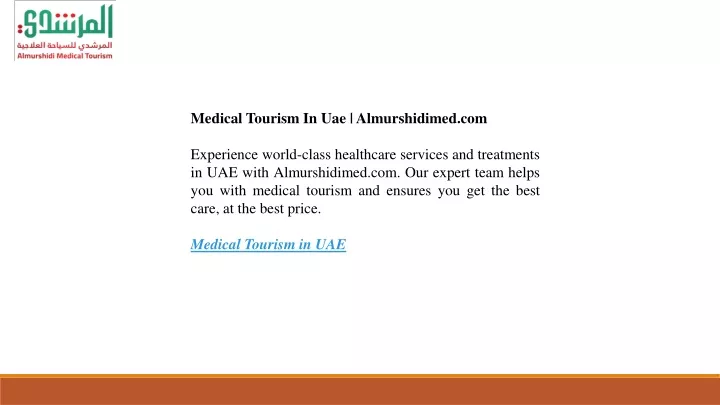 medical tourism in uae almurshidimed