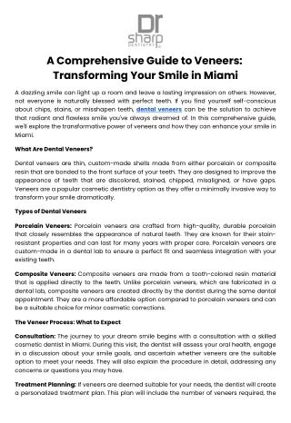 a comprehensive guide to veneers transforming