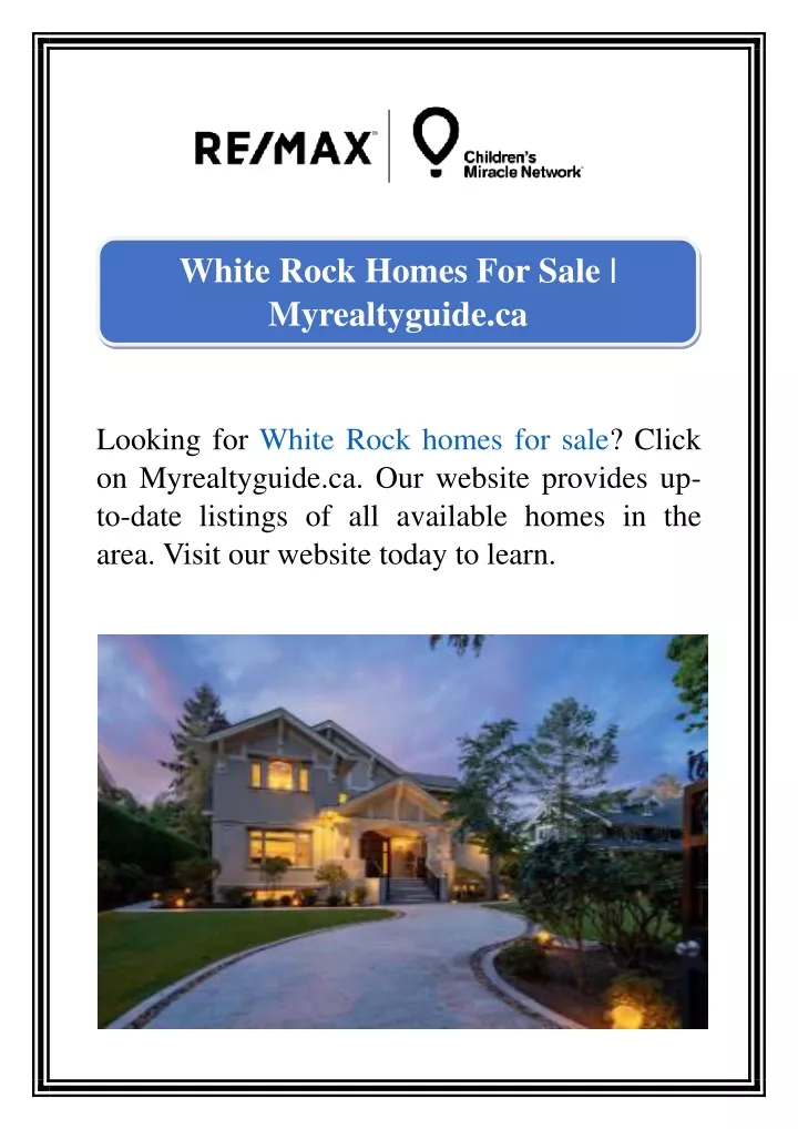 white rock homes for sale myrealtyguide ca
