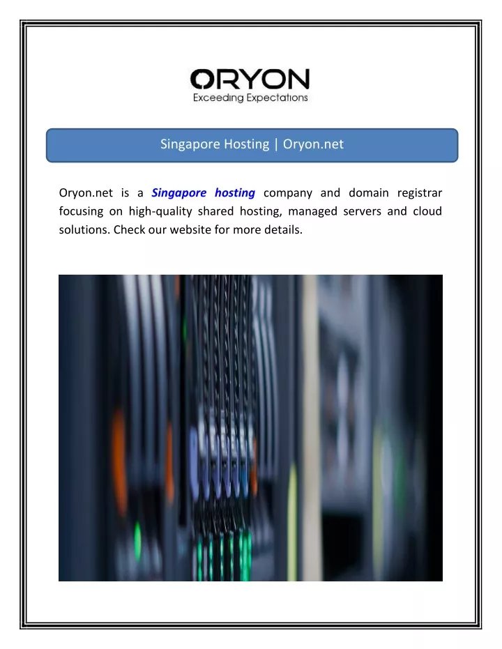 singapore hosting oryon net