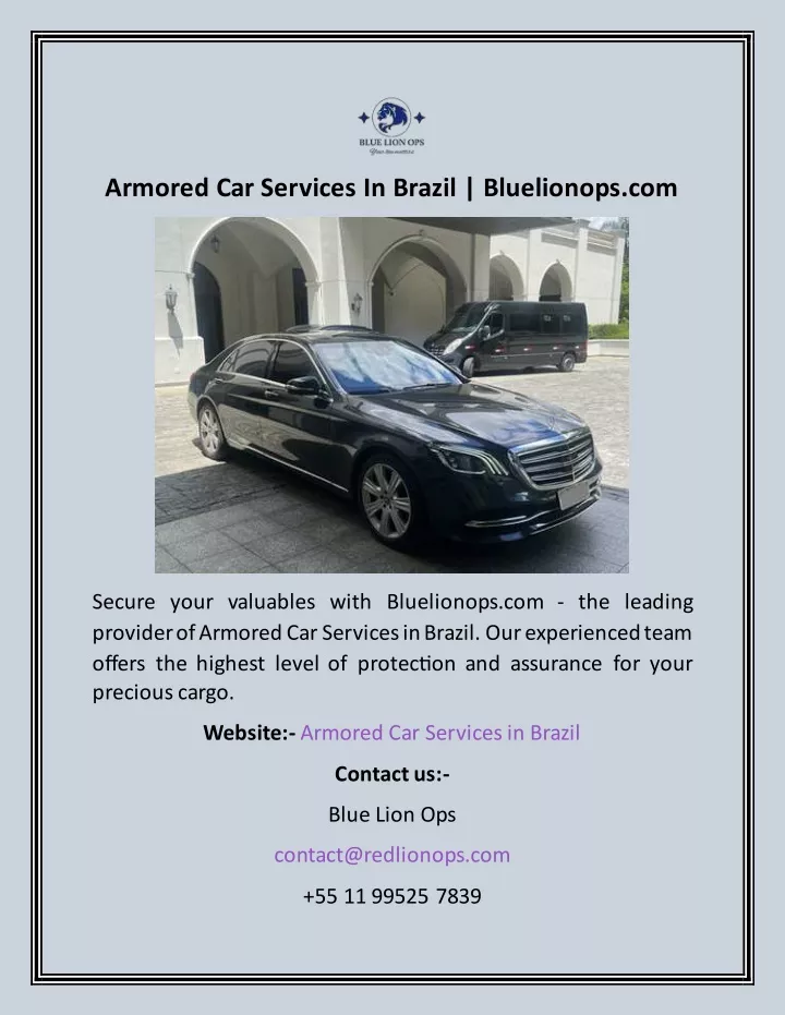 armored car services in brazil bluelionops com