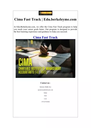 Cima Fast Track  Edu.berkeleyme.com