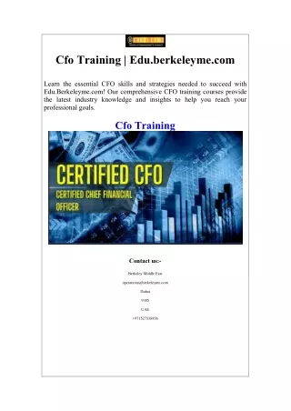 Cfo Training  Edu.berkeleyme.com