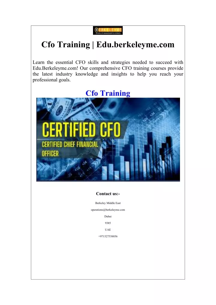 cfo training edu berkeleyme com