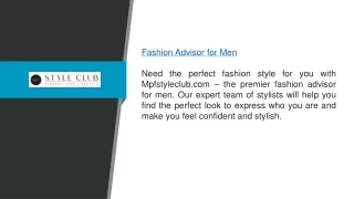 Fashion Advisor For Men | Mpfstyleclub.com
