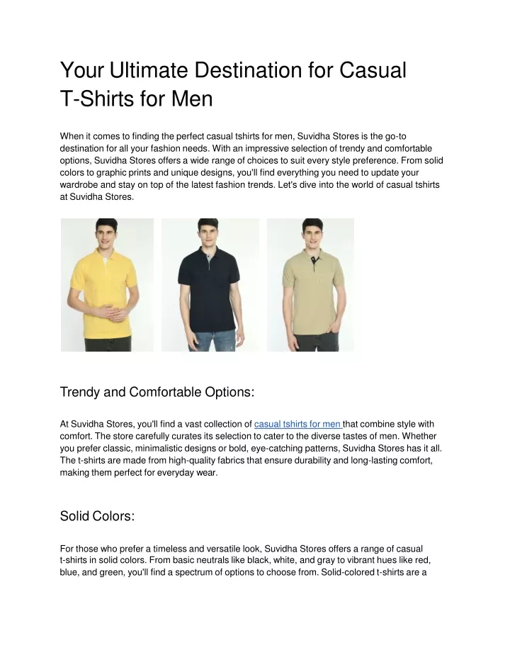 your ultimate destination for casual t shirts for men