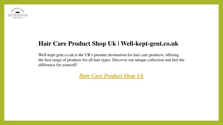 hair care product shop uk well kept gent