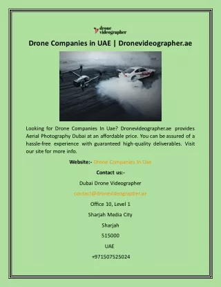 Drone Companies in UAE  Dronevideographer.ae