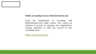 Online Accounting Courses  Edu.berkeleyme.com