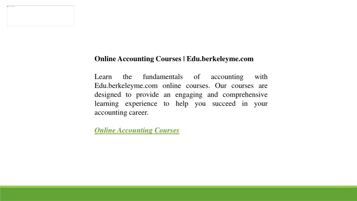 online accounting courses edu berkeleyme