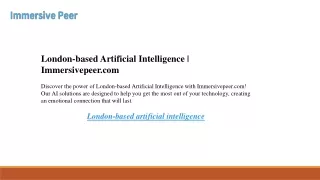 London-based Artificial Intelligence  Immersivepeer.com