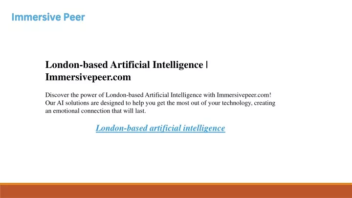 london based artificial intelligence