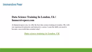 Data Science Training In London, Uk  Immersivepeer.com