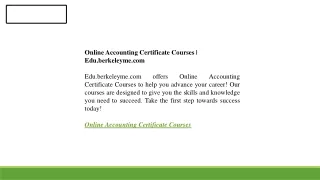 Online Accounting Certificate Courses  Edu.berkeleyme.com