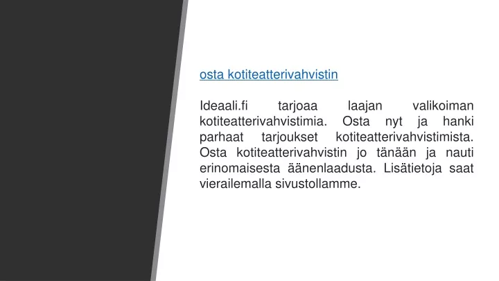 osta kotiteatterivahvistin ideaali fi tarjoaa