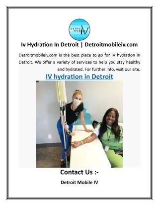 Iv Hydration In Detroit Detroitmobileiv