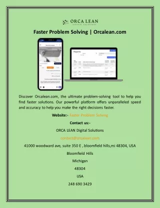 Faster Problem Solving Orcalean