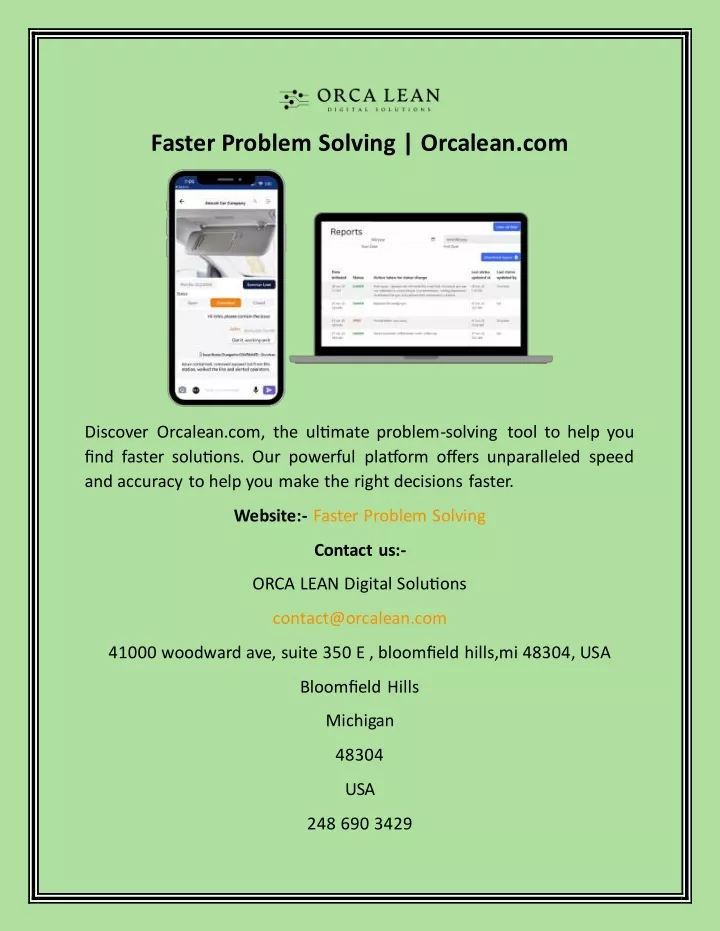 faster problem solving orcalean com