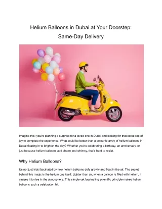 Same-Day Delivery of Helium Balloons in Dubai