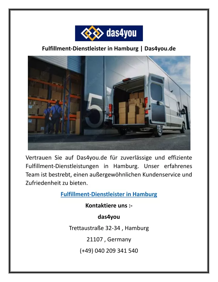 fulfillment dienstleister in hamburg das4you de