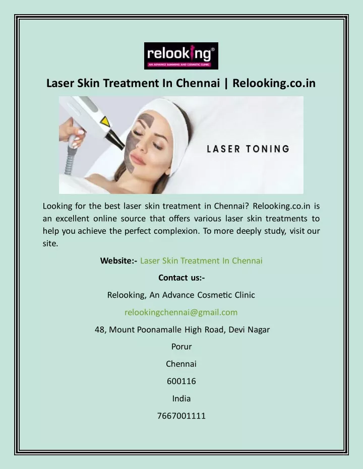 laser skin treatment in chennai relooking co in