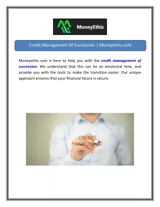 Credit Management Of Succession Moneyethic.com