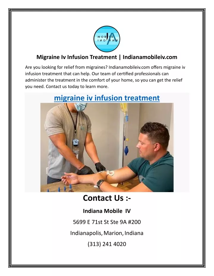 migraine iv infusion treatment indianamobileiv com