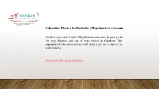 Relocation Movers In Charlotte  Mayzlinrelocation.com