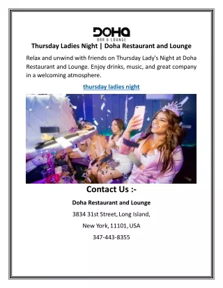Thursday Ladies Night  Doha Restaurant and Lounge