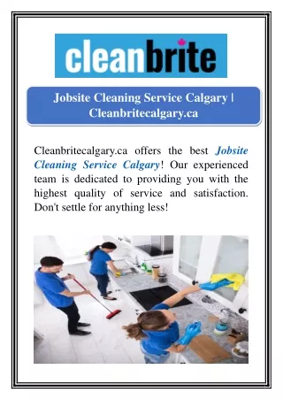 Jobsite Cleaning Service Calgary | Cleanbritecalgary.ca