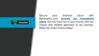 Income Tax Investment Plans  Moneyethic.com