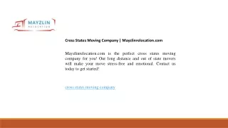 Cross States Moving Company  Mayzlinrelocation.com