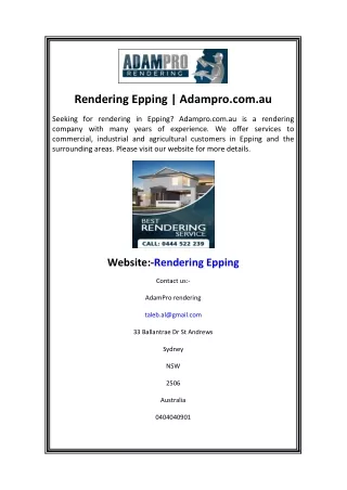 Rendering Epping  Adampro.com.au