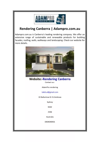 rendering canberra adampro com au