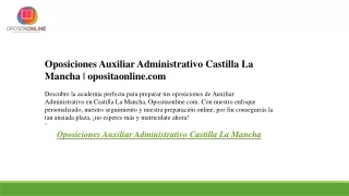 Oposiciones Auxiliar Administrativo Castilla La Mancha  opositaonline.com