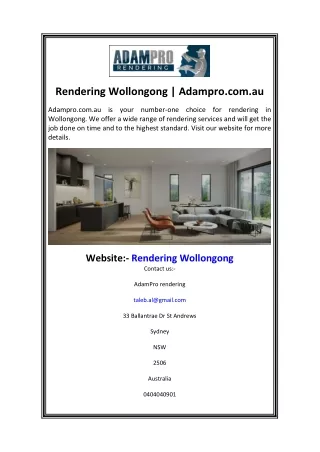 Rendering Wollongong  Adampro.com.au